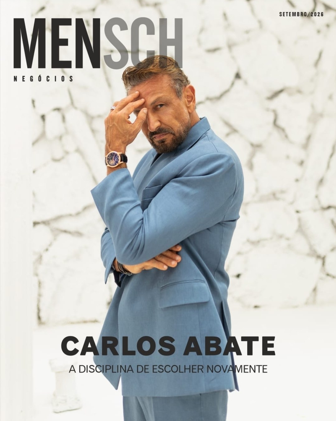 Capa original da revista MENSCH Negócios com Carlos Abate, setembro de 2026